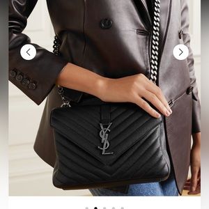 YSL SAINT LAURENT COLLEGE MEDIUM CHAIN BAG IN QUILTED LEATHER